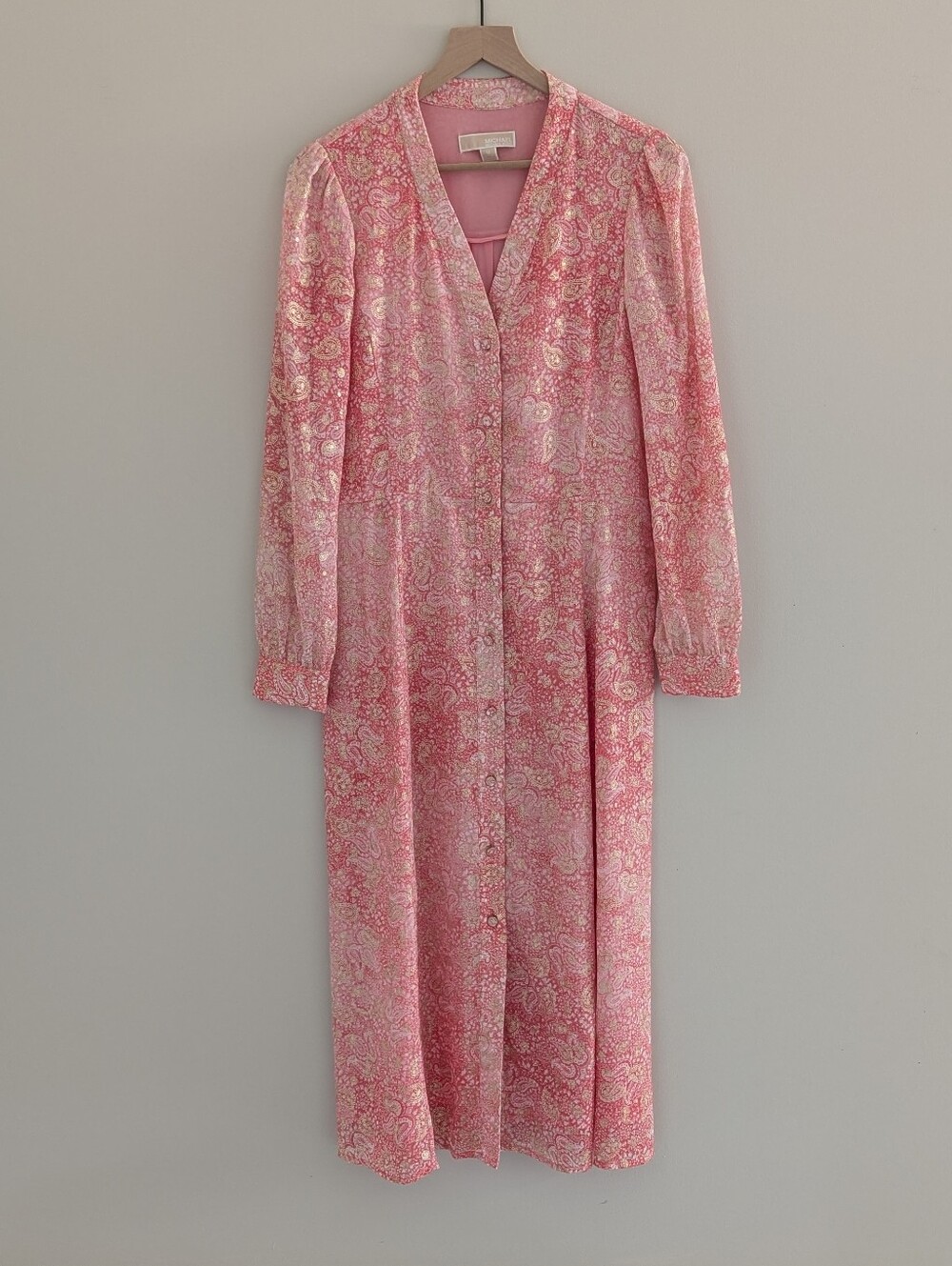 MICHAEL Michael Kors Pink Paisley Long-Sleeve Midi Dress